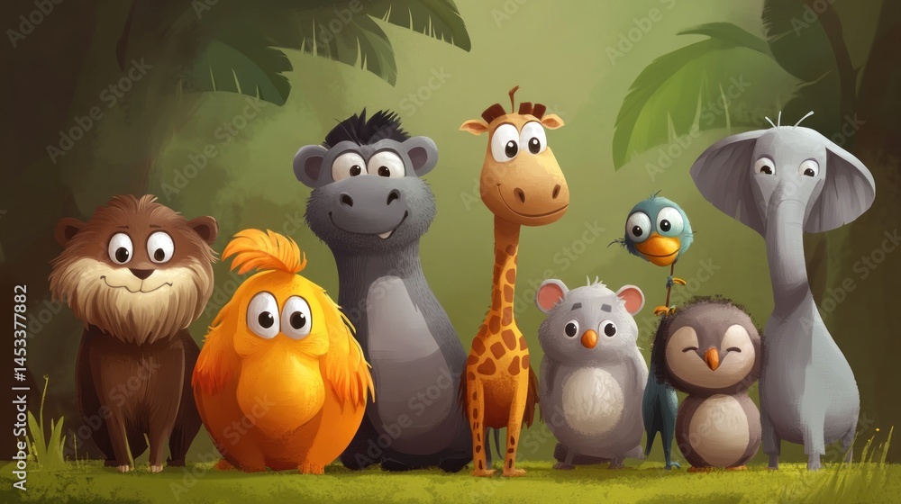 Fototapeta premium Cute jungle animals (50)