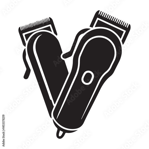 Electrical hair clipper or shaver Vector Black silhouettes. with white background