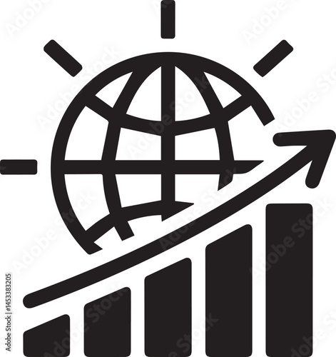 Global Growth with Arrow and Globe Symbol