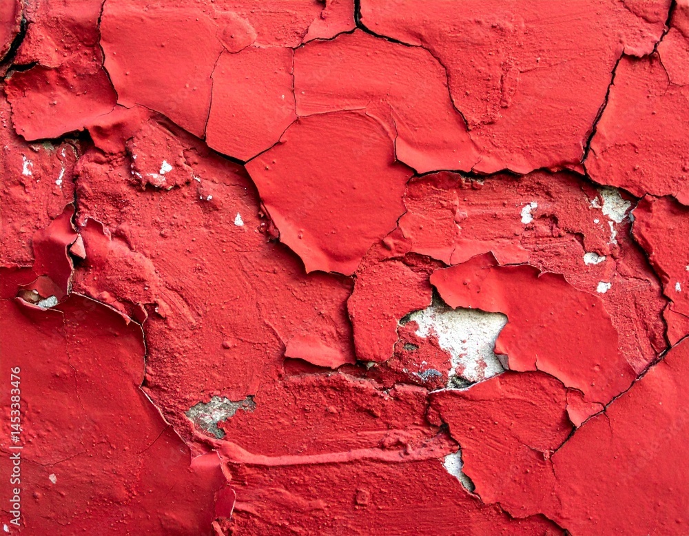 Fototapeta premium Red Cracked Wall Texture Background