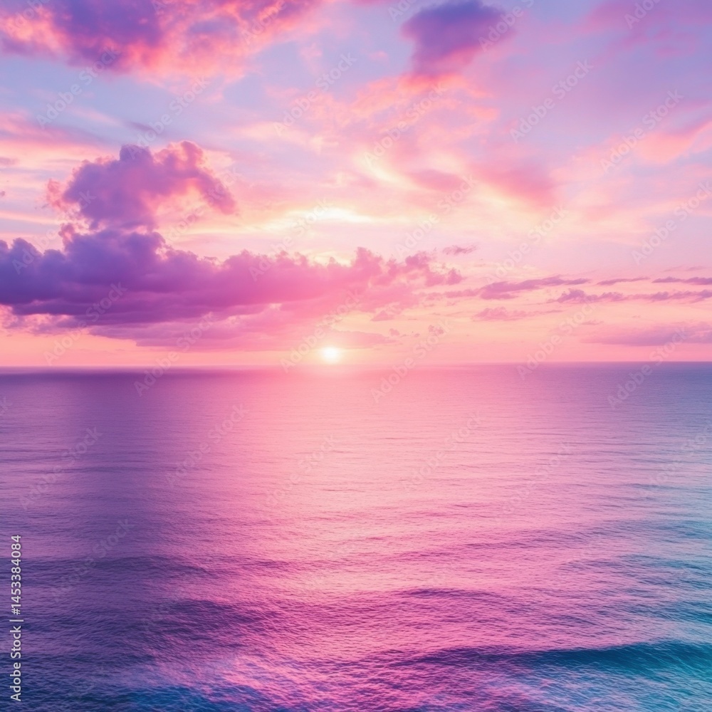 Obraz premium Serene Ocean Sunset with Pastel Skies Reflecting on the Water Surface in Soft Light