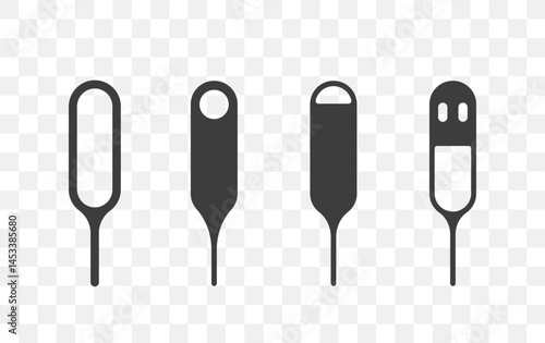 Sim ejector. Set of black pin icons. Flat design. Vector illustration isolated on transparent background.