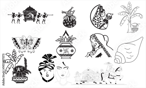 Wedding Invitation Card, Indian Wedding Ceremony . Indian Hindu Wedding Invitation Card, All elements are in separate layers color can be changed easily