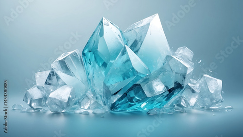 Crystal Ice Formation in Blue Tones