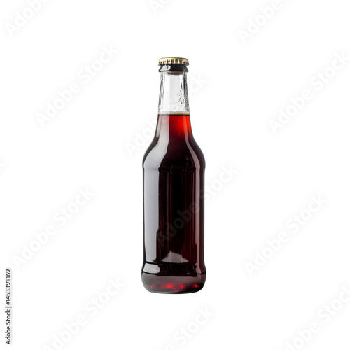 Dark Soda in Glass Bottle on Black Background