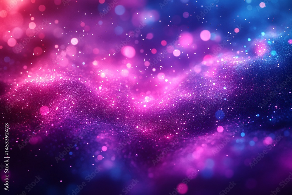 Fototapeta premium Ethereal bokeh lights in indigo and violet create a calming, magical abstract background. Perfect for meditation, cosmic themes, or dreamy art projects.