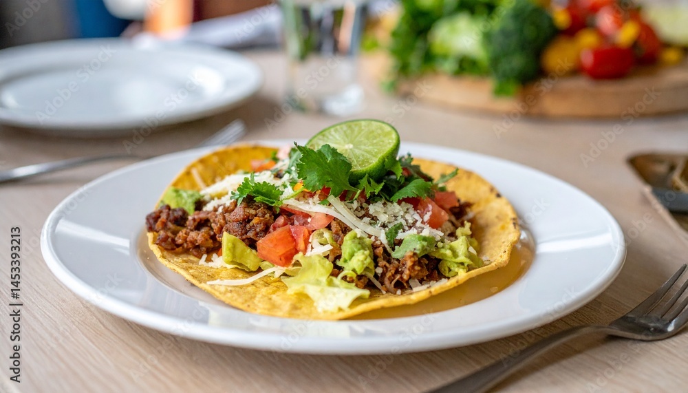 Taco at plate on the top table Taco at plate on the top table