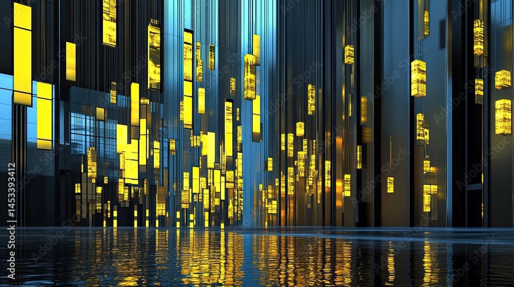 Fototapeta premium Futuristic City Night Lightscape.