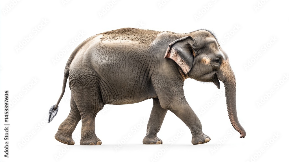 Walking Asian Elephant with Muddy Back Walking Asian Elephant with Muddy Back