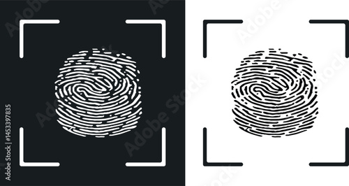 Fingerprint recognition. Biometric scanning system for finger. Vector design.