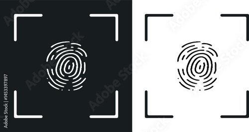 Fingerprint recognition. Biometric scanning system for finger. Vector design.