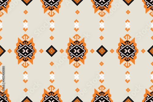 symmetrical structure conveys a sense of order and cultural identity. This design is ideal for textiles or fashion items seeking a distinctive and ethnically grounded aesthetic.