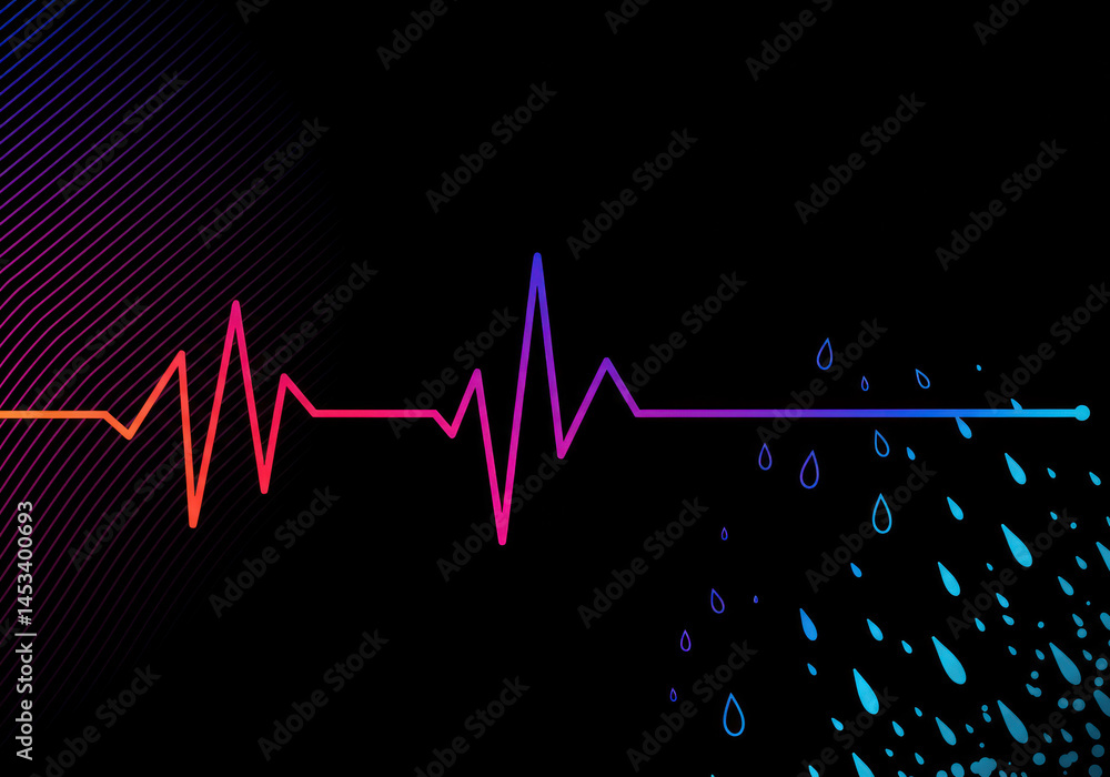 Fototapeta premium Rainbow-colored heartbeat line.