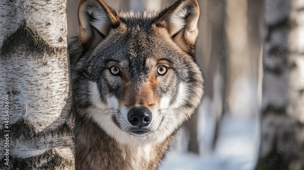 Fototapeta premium Wolf Portrait in a Winter Forest