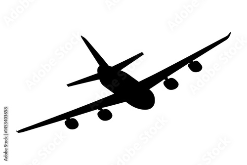 Airplane black silhouette vector image for commercial aviation and travel industry design and graphics use