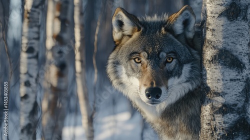 Wolf in the Birch Forest
