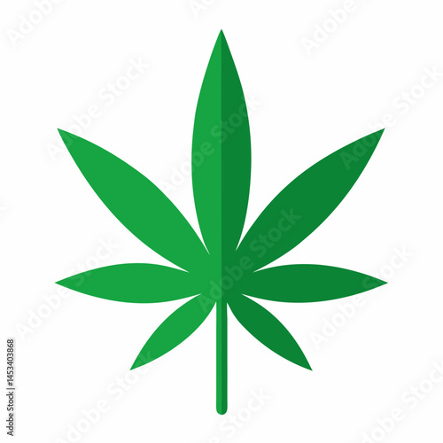  Green cannabis leaf icon vector on white background.