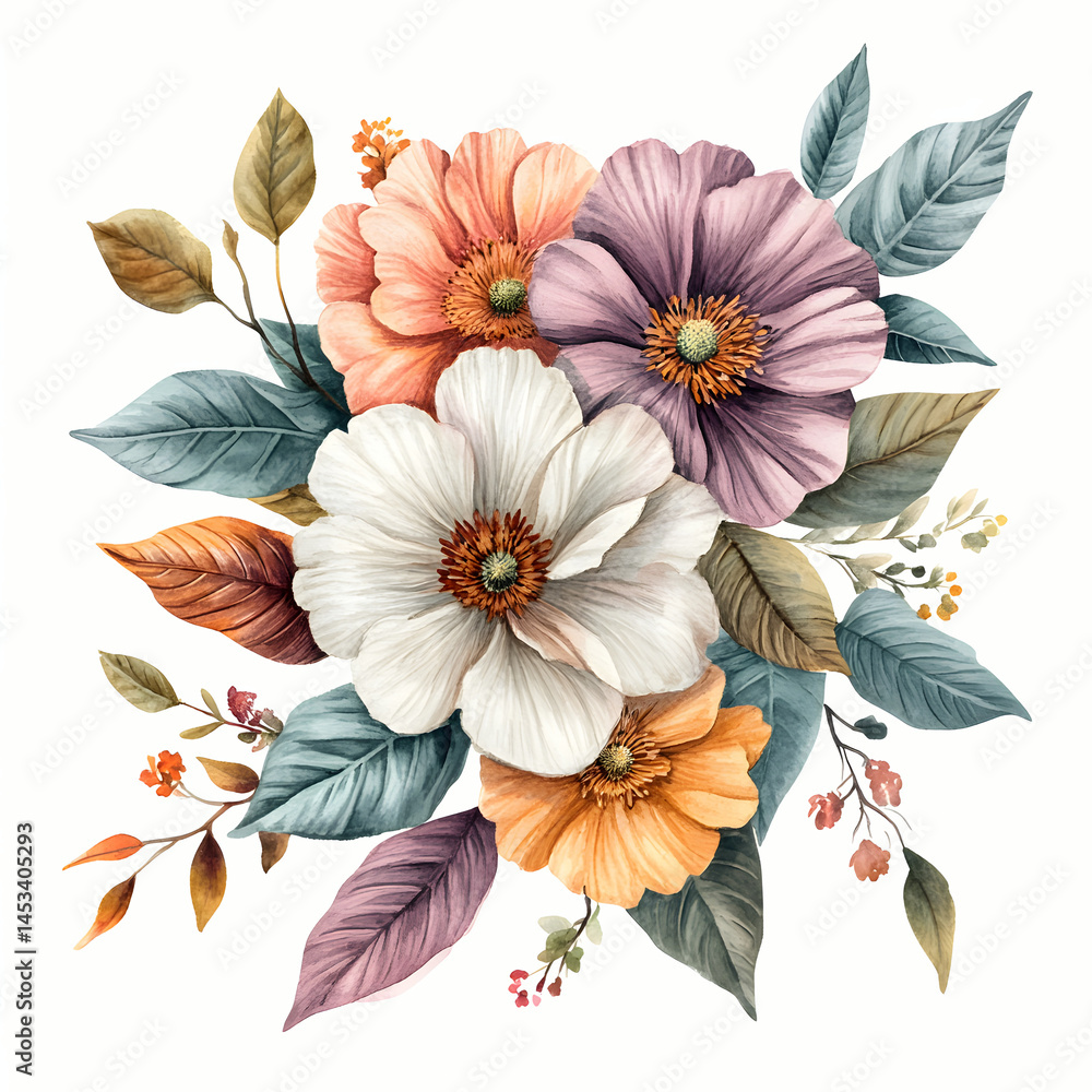 Obraz premium Watercolor flower arrangement art