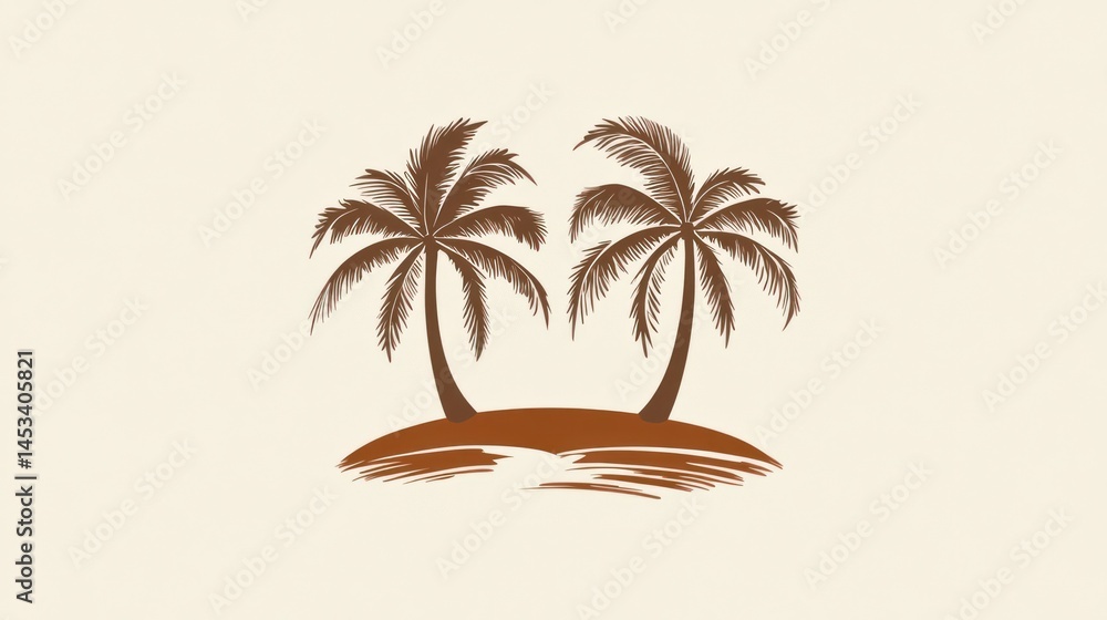 Obraz premium Tropical Island Palm Trees Graphic