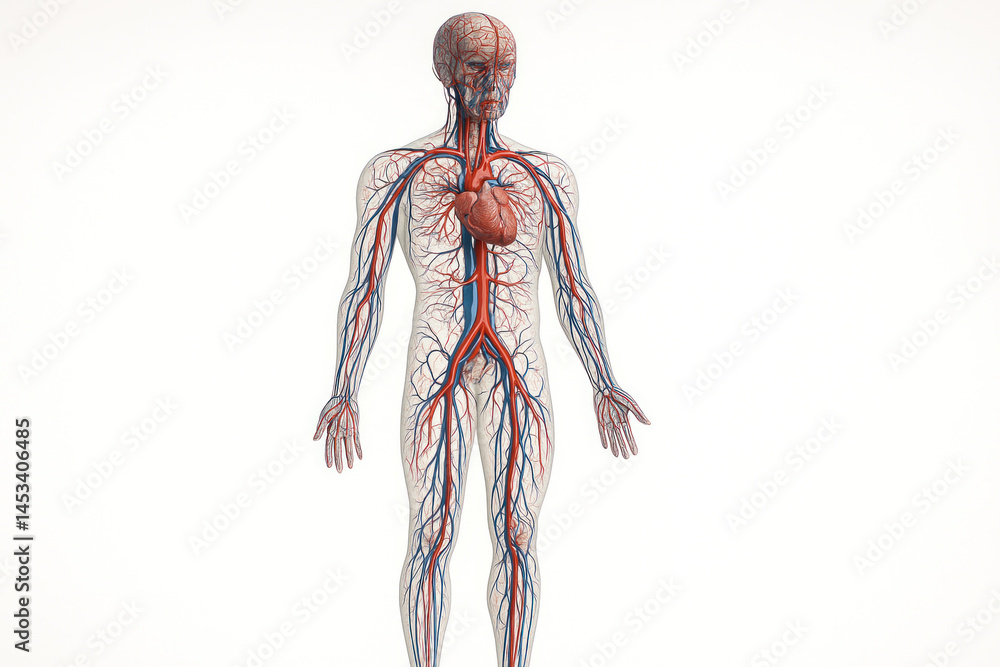 Human body with visible arteries and veins. Human body with visible arteries and veins.
