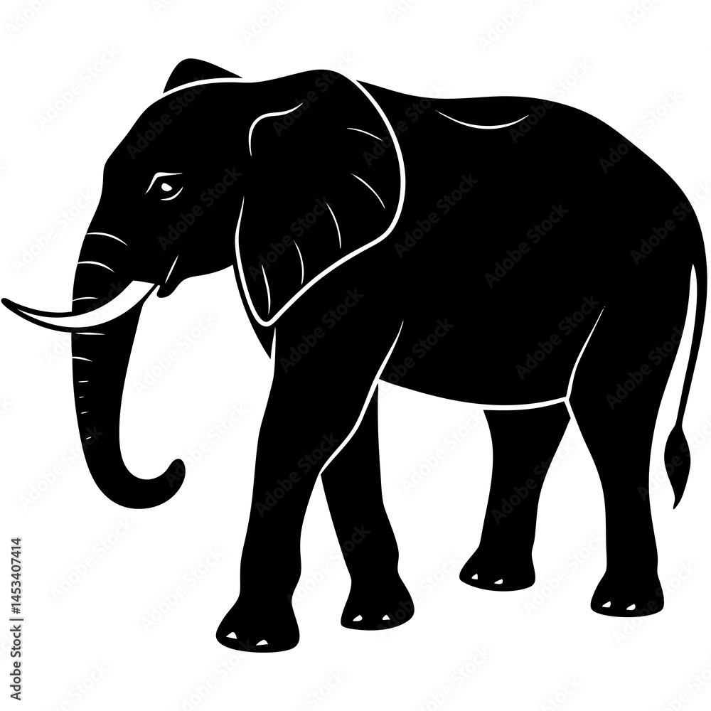 Obraz premium A elephant silhouette on white background