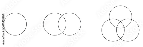 Картината върху платно Simple overlapping circles vector drawing, version with three to seven objects, also interlocked rounds style