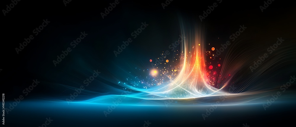 Abstract wave glows, blue and red Sparks Abstract wave glows, blue and red Sparks