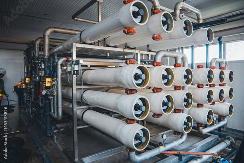 Obraz na płótnie Industrial oxygen tanks in chemical factory. Oxygen storage vessels, which is either held under pressure in gas cylinders, or as liquid oxygen w salonie