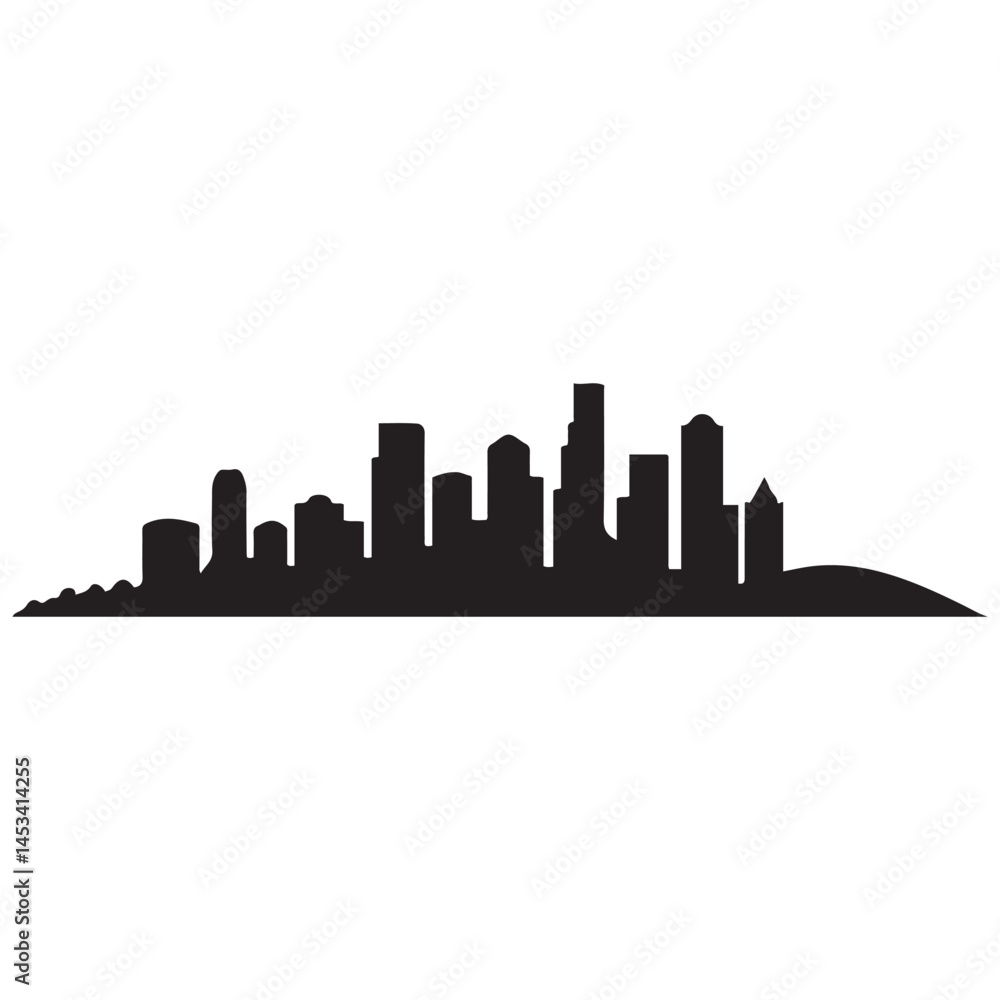 Fototapeta premium Seattle skyline horizontal banner. Vector Black silhouettes. with white background of Los Angeles, California. Vector template for your design.
