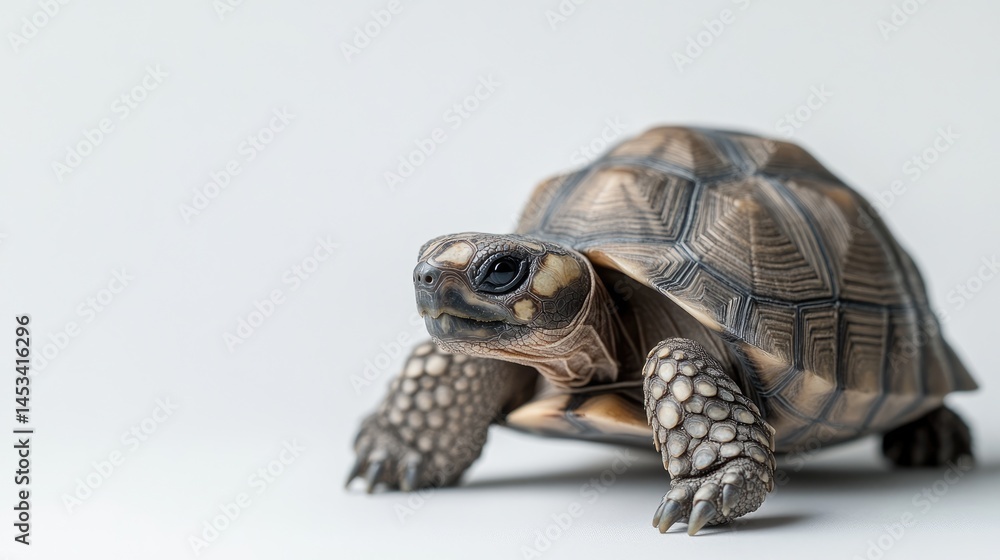 Naklejka premium Close-up of a Tortoise with a Detailed Shell