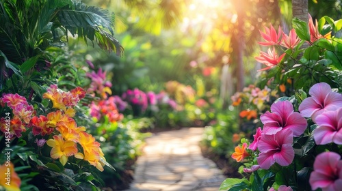Serene Garden Path: A Vibrant Floral Paradise