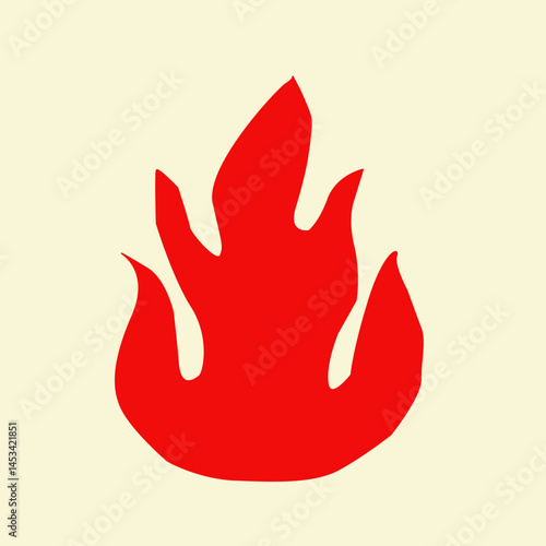 Fire flame icon. Flame vector logo. Hot fire on white background. Flame simple illustration. Graphic heat symbol. Abstract silhouette, hell element clipart. Red stroke shape.Scribble punk pastel art