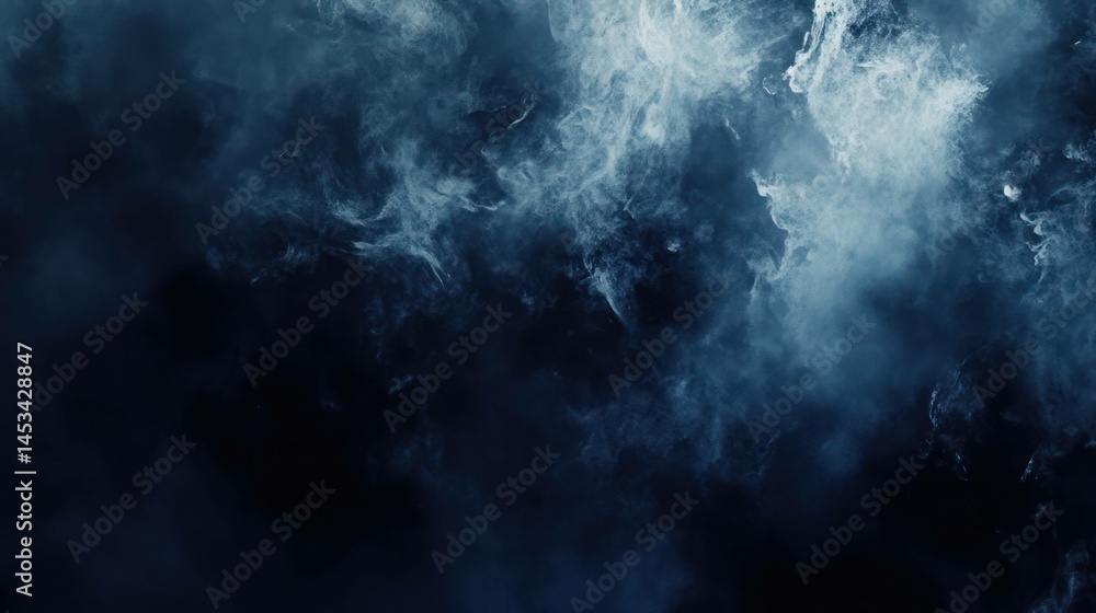 Obraz premium Ethereal blue smoke billows against a dark background creating mystery