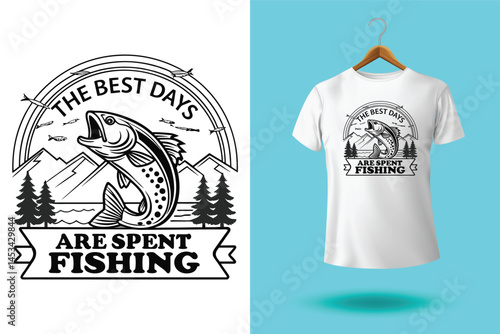 Fishing t shirt design vector, vintage fishing tshirt graphic illustration, Fishing vector emblem