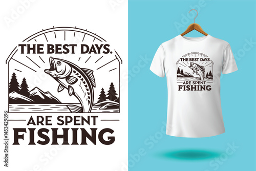Fishing t shirt design vector, vintage fishing tshirt graphic illustration, Fishing vector emblem
