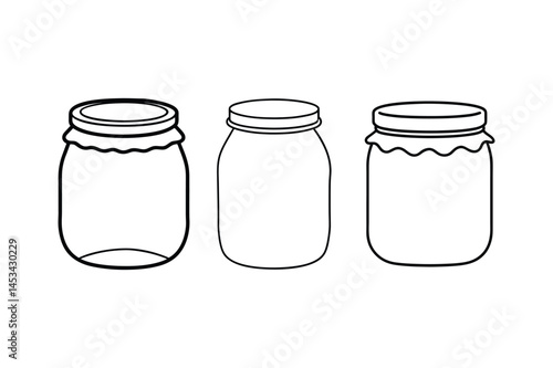 Jar line art vector  illustration, Jam jar silhouette vector 