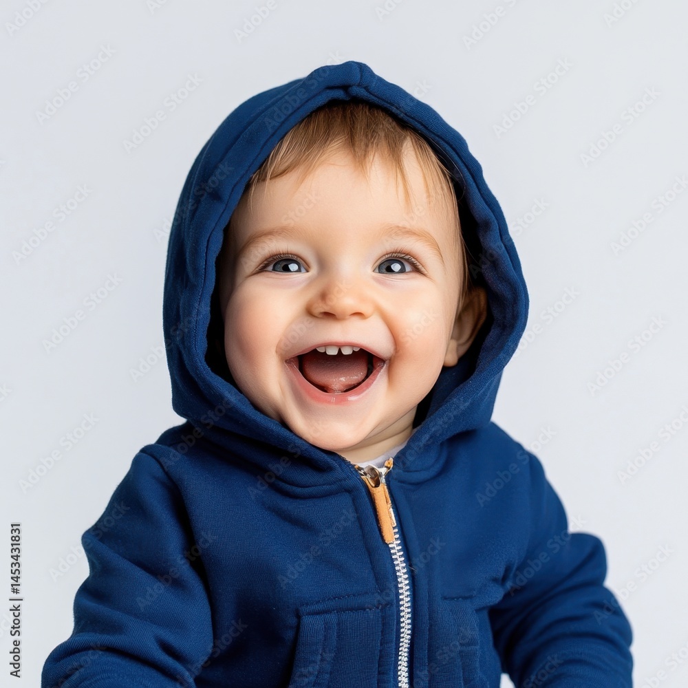 Adorable Baby Boy Laughing in Blue Hoodie a Portrait of Joyful Innocence and Happiness Adorable Baby Boy Laughing in Blue Hoodie a Portrait of Joyful Innocence and Happiness