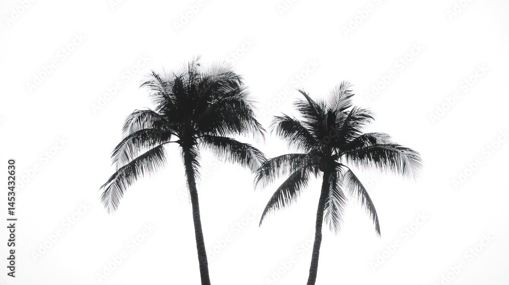 Obraz premium Palm trees silhouette white background