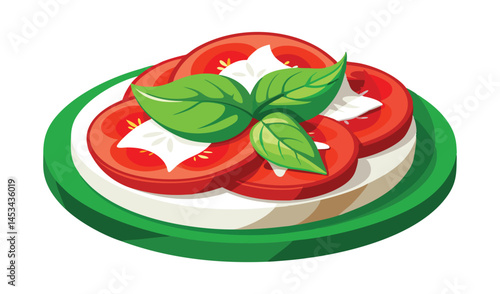 Fresh caprese salad with tomatoes and basil