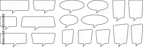 Speech bubble line art icon. Blank speech bubble collection. Speak bubble text set, message box , chat bubble for web design. Speech Bubbles set.