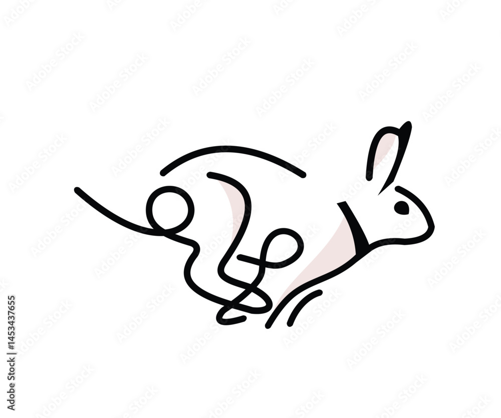 Fototapeta premium rabbit line logo, rabbit animal silhouette design