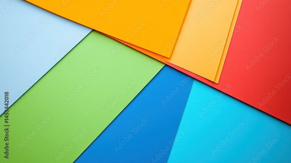 A flat lay of colored paper arranged in a modern composition.