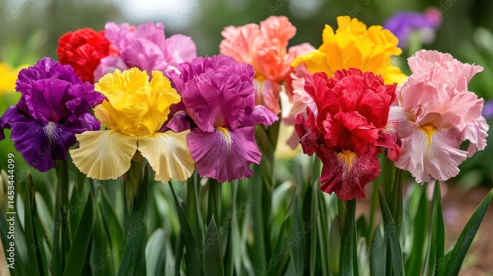 Fototapeta premium Colorful iris flowers in bloom