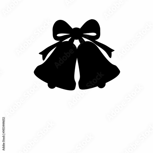 christmas two bells silhouette isolated on white