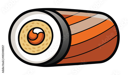 Cartoon illustration of a delicious sushi roll