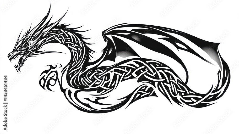 Fototapeta premium Celtic Dragon Tattoo Design (1)