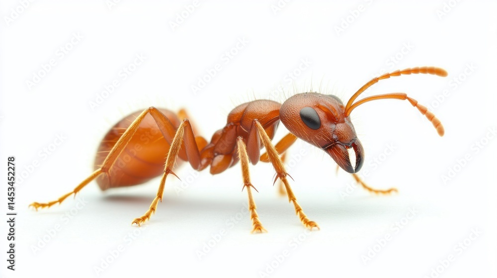 Detailed Macro Shot of a Formicidae Insect on White Background Showing Anatomy and Texture Detailed Macro Shot of a Formicidae Insect on White Background Showing Anatomy and Texture