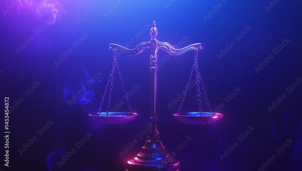 Scales of Justice: Neon Glow, Abstract Law Concept Scales of Justice: Neon Glow, Abstract Law Concept