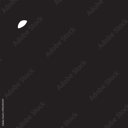 Minimalist Abstract Black and White Art: Simple Graphic Design with a Single White Crescent Shape in the Upper Left Corner