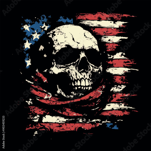 patriotic skull memorial veterans day,Generative Ai